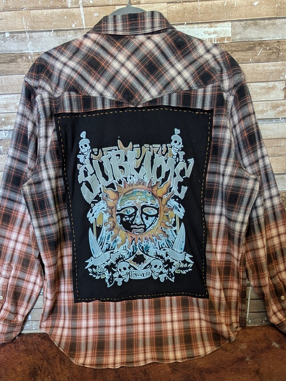 Sublime Upcycled Dip Dyed Bleached Flannel Shirt